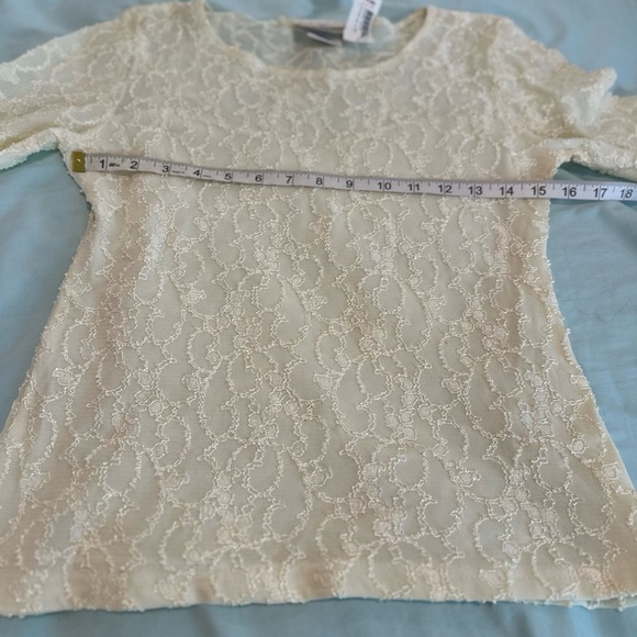 NWT Women’s Small Coldwater Creek Lace Sweetheart Neckline Long Sleeve Blouse. - Picture 5 of 10